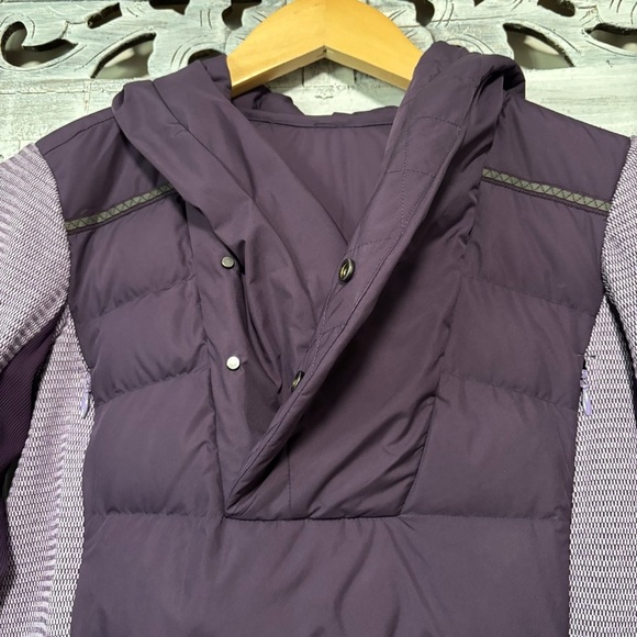 Lululemon Fluff Off Pullover Deep Zinfandel Purple Mini Check Pique Down Jacket - Picture 6 of 10